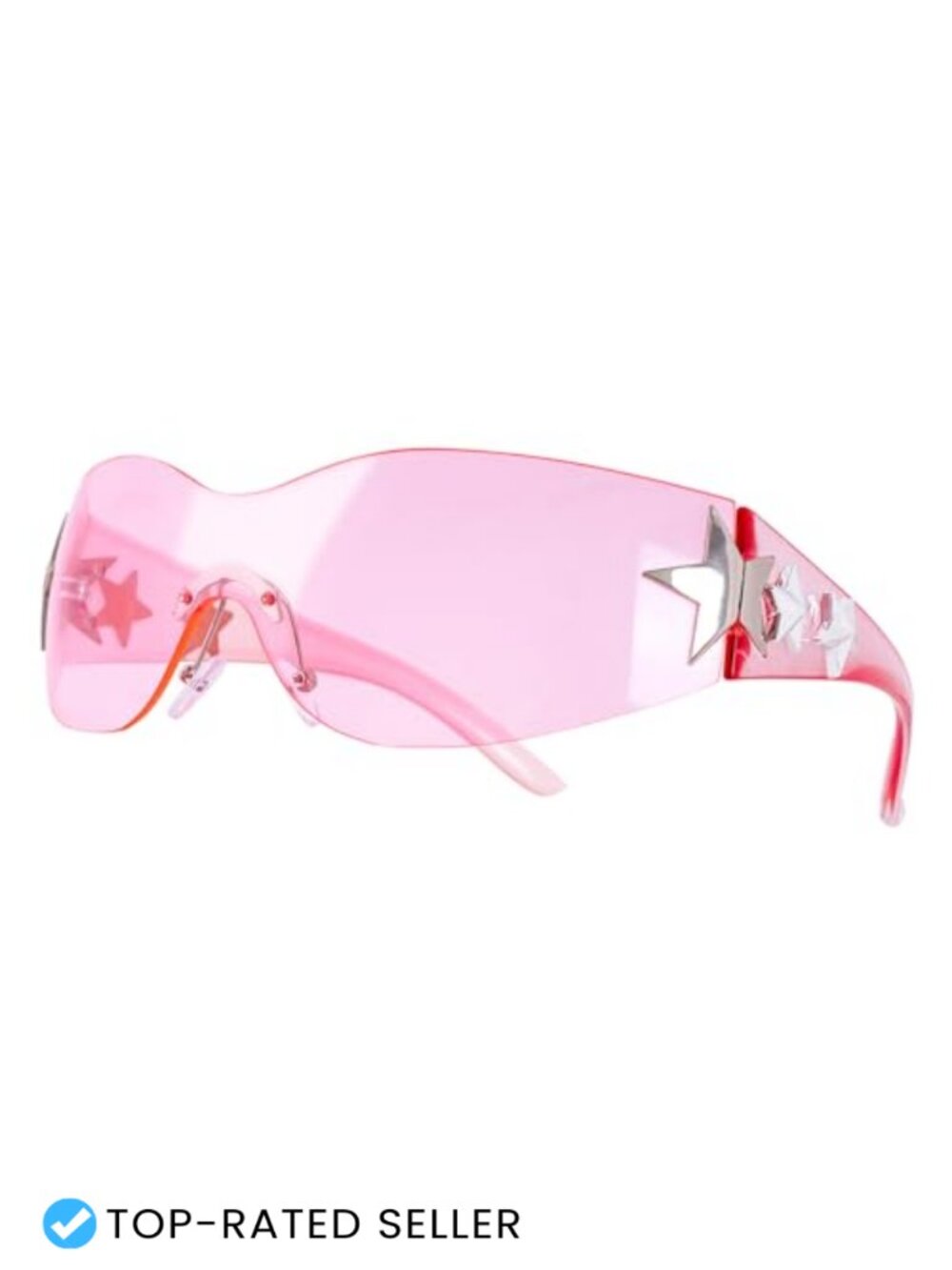 Rimless Y2K Wrap Around Sunglasses Trendy Frameless Shield Shades